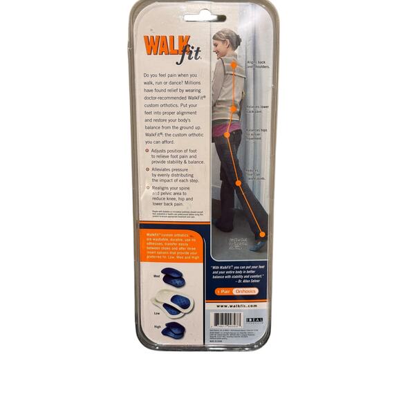 WalkFit Blue Orthotics for Balance & Relief Insert Insoles Women 7-7.5 Men 6-6.5 - Picture 3 of 6